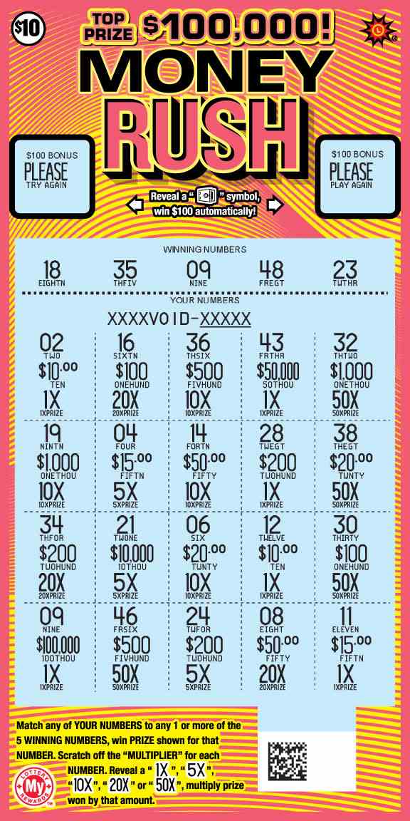 Money Rush scratchcard - game number #703 - front-scratched