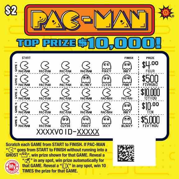 Pac-Man scratchcard - game number #683 - front-scratched