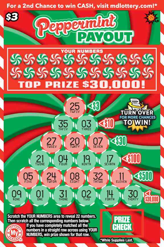 Peppermint Payout scratchcard - game number #715 - front