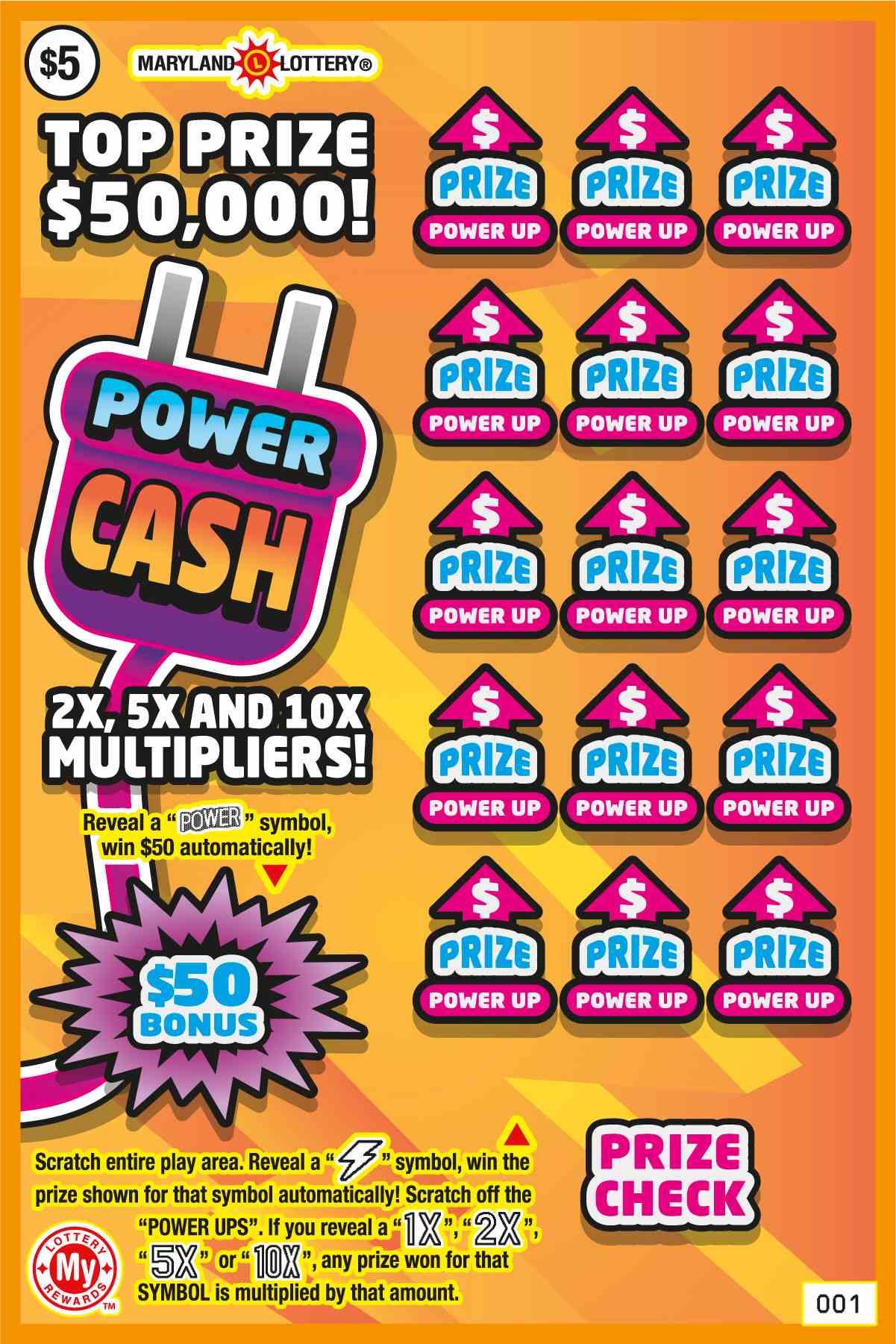Power Cash scratchcard - game number #678 - front