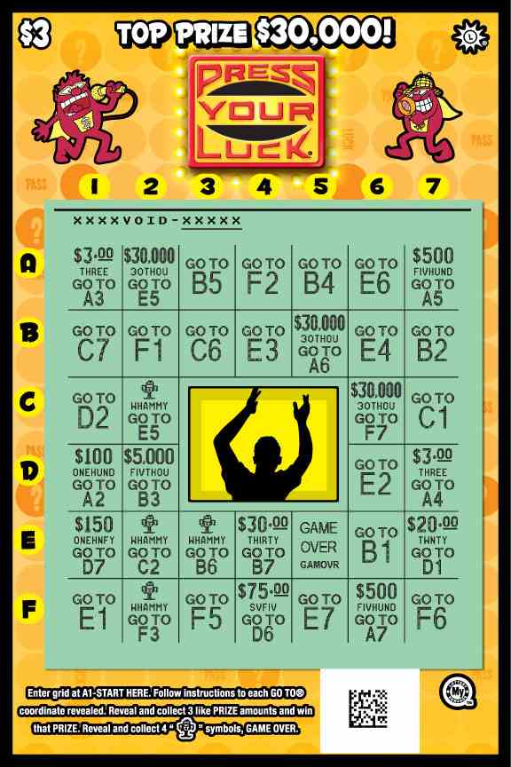 Press Your Luck® scratchcard - game number #740 - front-scratched