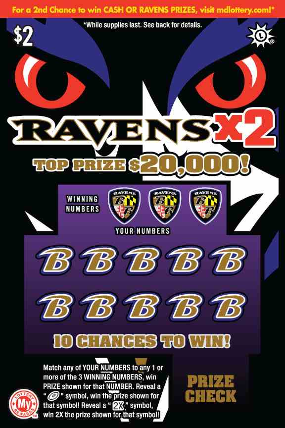 Ravens X2 scratchcard - game number #705 - front