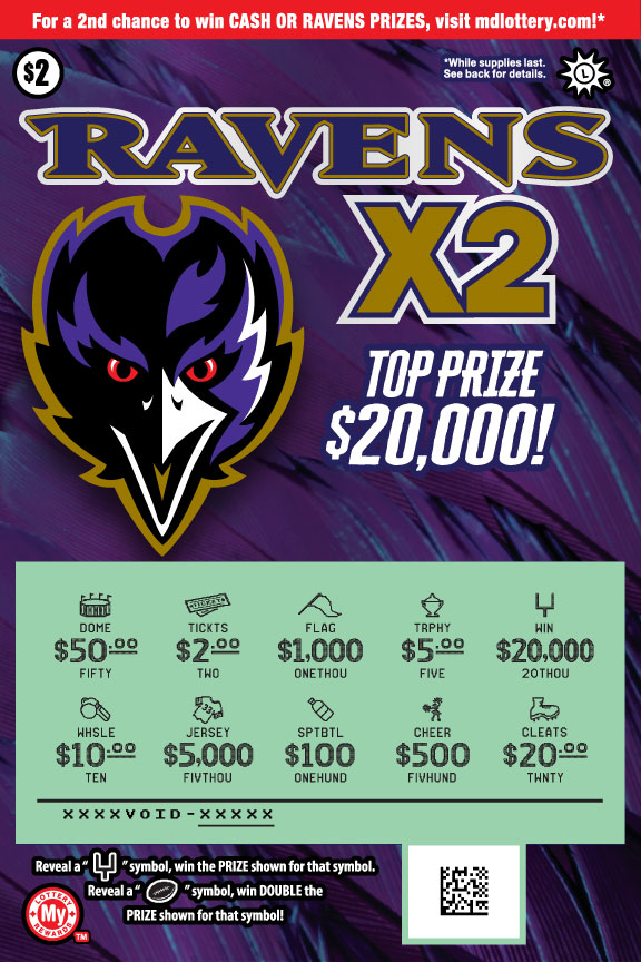 Ravens X2 scratchcard - game number #807 - front-scratched