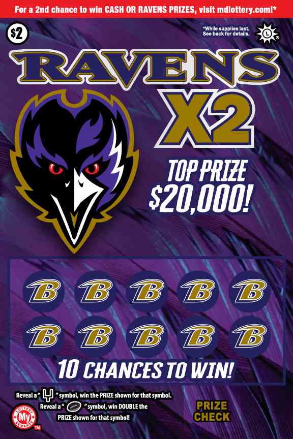 Ravens X2 scratchcard - game number #807 - front