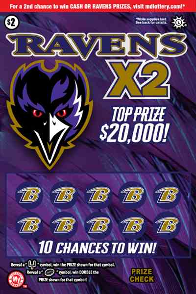 Ravens X2 scratchcard - game number #807 - front