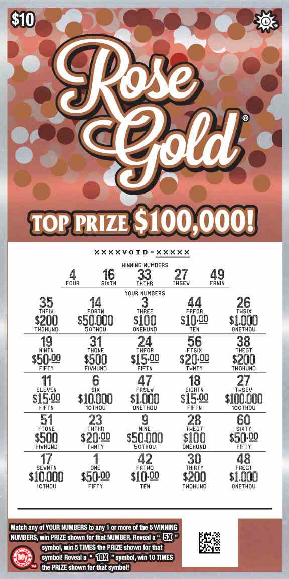 Rose Gold scratchcard - game number #796 - front-scratched
