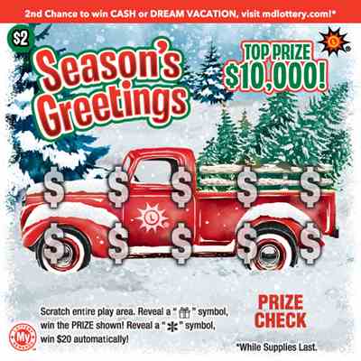Season's Greetings scratchcard - game number #821 - front