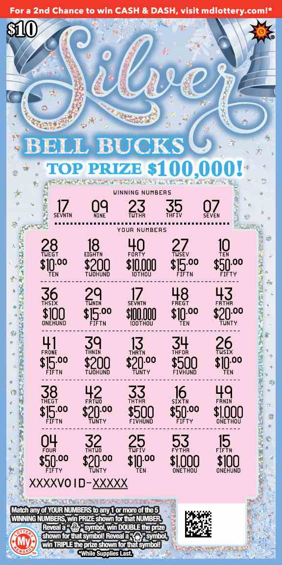 Silver Bell Bucks scratchcard - game number #771 - front-scratched