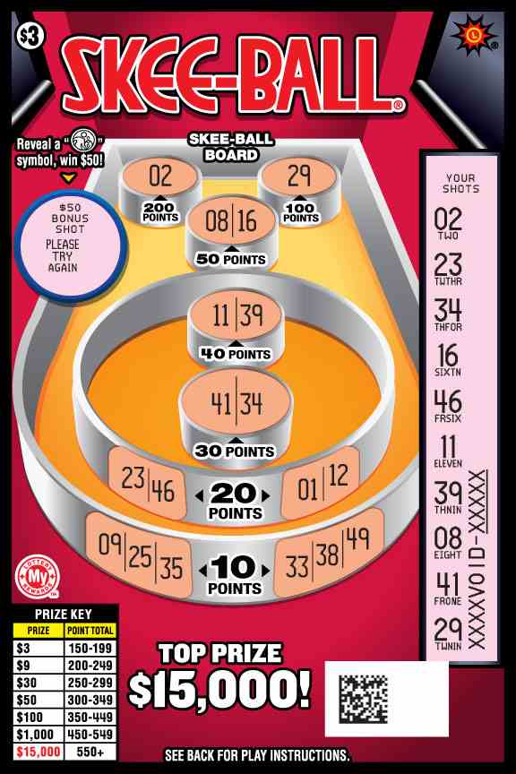 Skee-Ball® scratchcard - game number #687 - front-scratched
