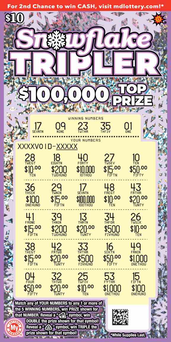 Snowflake Tripler scratchcard - game number #717 - front-scratched