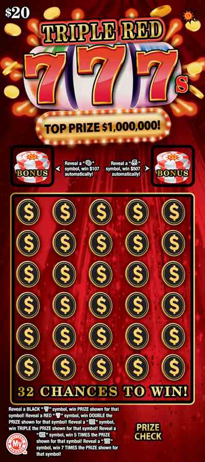 Triple Red 777S scratchcard - game number #803 - front