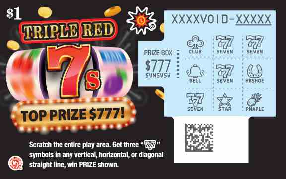 Triple Red 7S scratchcard - game number #798 - front-scratched
