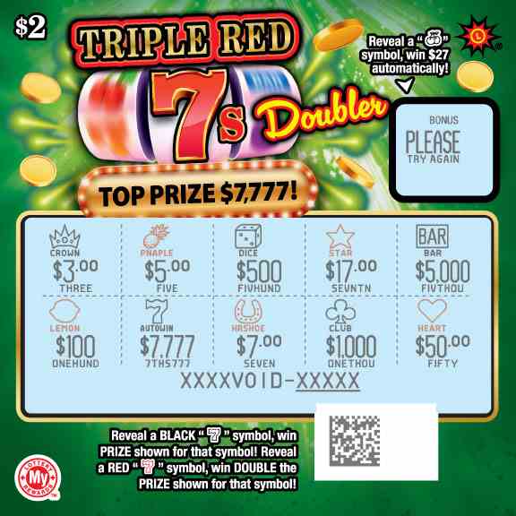 Triple Red 7S Doubler scratchcard - game number #799 - front-scratched