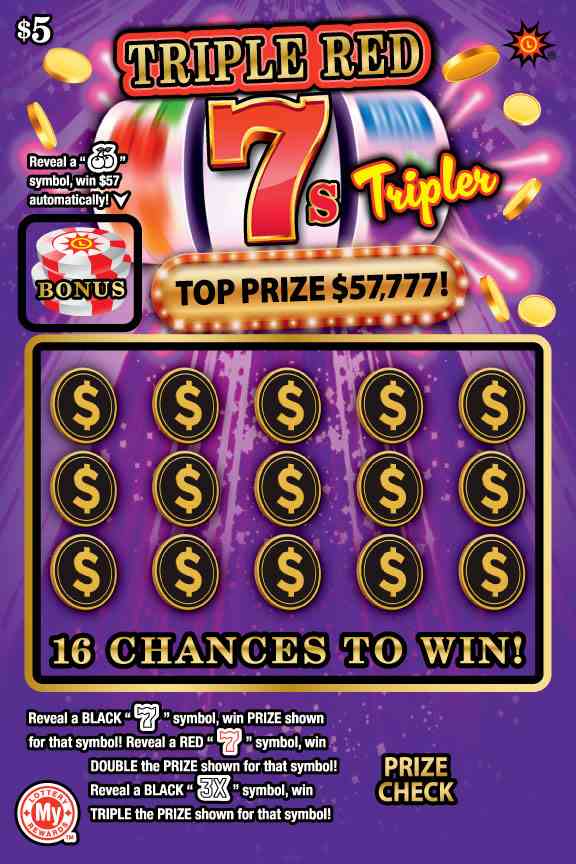 Triple Red 7S Tripler scratchcard - game number #801 - front