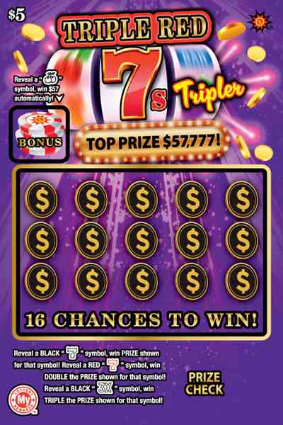 Triple Red 7S Tripler scratchcard - game number #801 - front