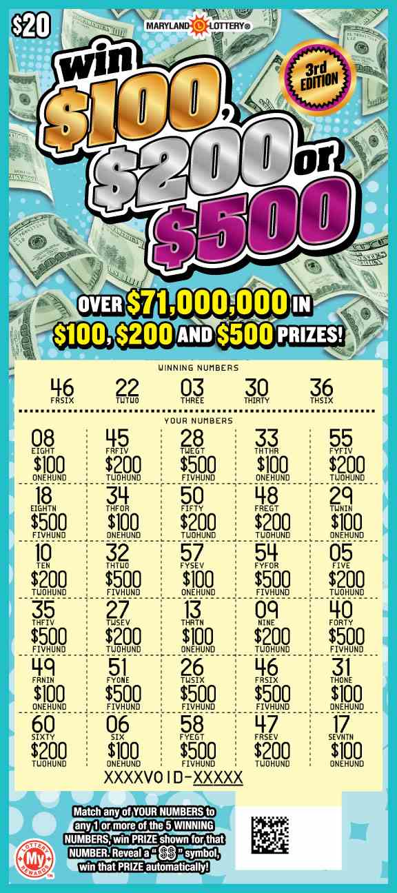 Win $100, $200 Or $500 scratchcard - game number #718 - front-scratched
