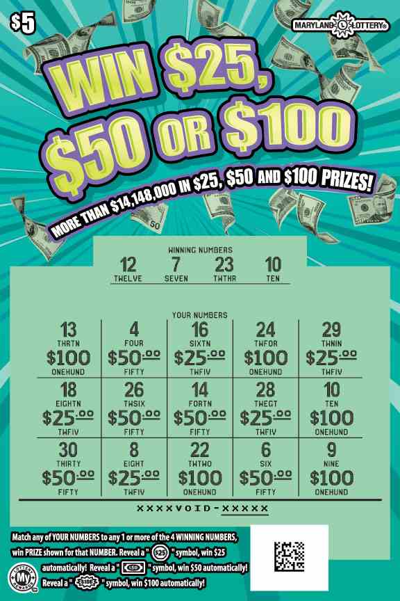 Win $25, $50 Or $100 scratchcard - game number #795 - front-scratched