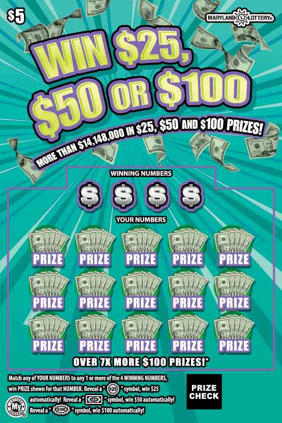 Win $25, $50 Or $100 scratchcard - game number #795 - front