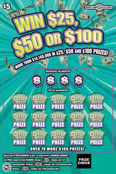 Win $25, $50 Or $100 scratchcard - game number #795 - front