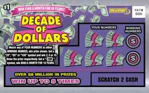 $1 – Decade of Dollars scratchcard - game number #298 - front