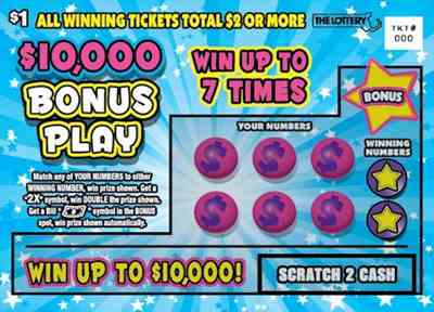 $10,000 Bonus Play scratchcard - game number #494 - front