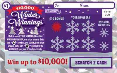 $10,000 Winter Winnings scratchcard - game number #332 - front