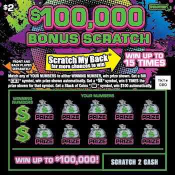 $100,000 Bonus Scratch scratchcard - game number #511 - front