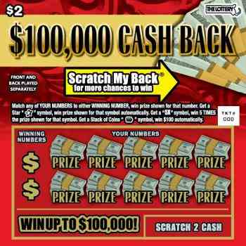 $100,000 CASH BACK scratchcard - game number #372 - front