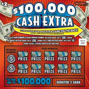 $100,000 Cash Extra scratchcard - game number #448 - front