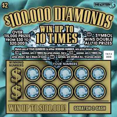 $100,000 Diamonds scratchcard - game number #347 - front