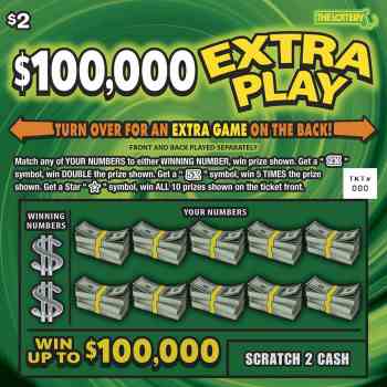 $100,000 Extra Play scratchcard - game number #411 - front