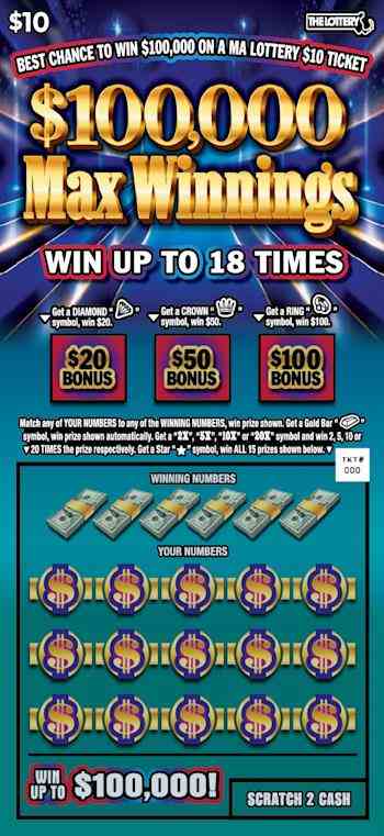 $100,000 Max Winnings scratchcard - game number #508 - front