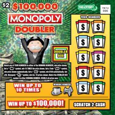 $100,000 MONOPOLY Doubler  scratchcard - game number #429 - front