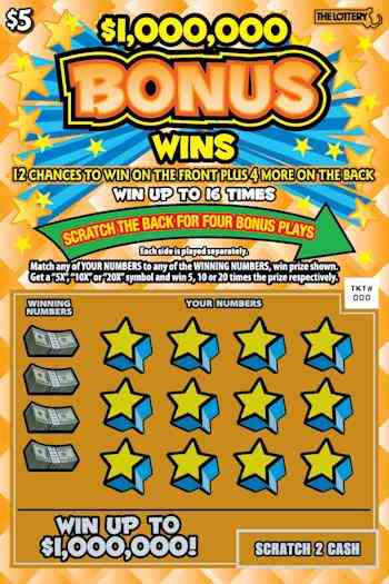 $1,000,000 Bonus Wins scratchcard - game number #497 - front