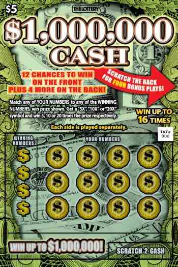 $1,000,000 CASH scratchcard - game number #353 - front