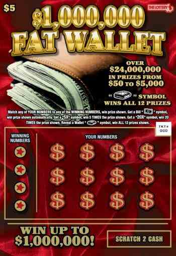 $1,000,000 Fat Wallet scratchcard - game number #348 - front