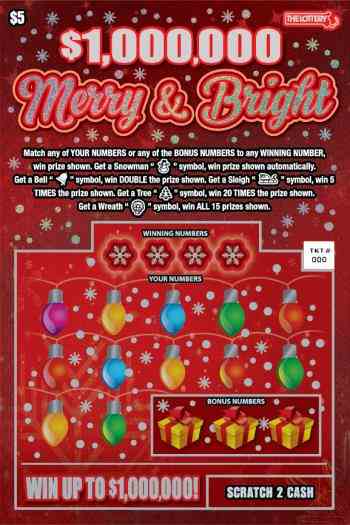 $1,000,000 Merry & Bright scratchcard - game number #461 - front