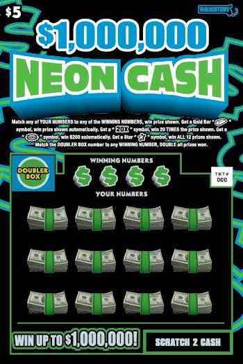 $1,000,000 Neon Cash scratchcard - game number #503 - front
