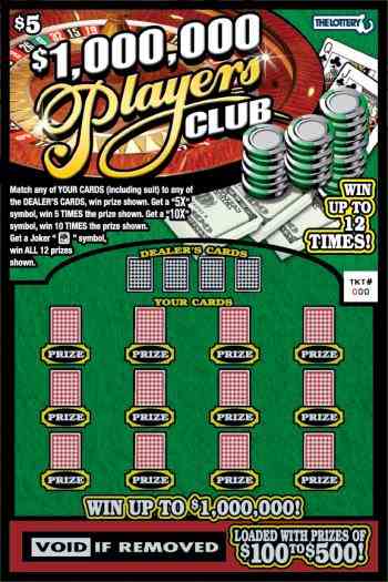 $1,000,000 Players Club scratchcard - game number #13 - front