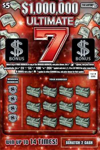 $1,000,000 Ultimate 7 scratchcard - game number #456 - front