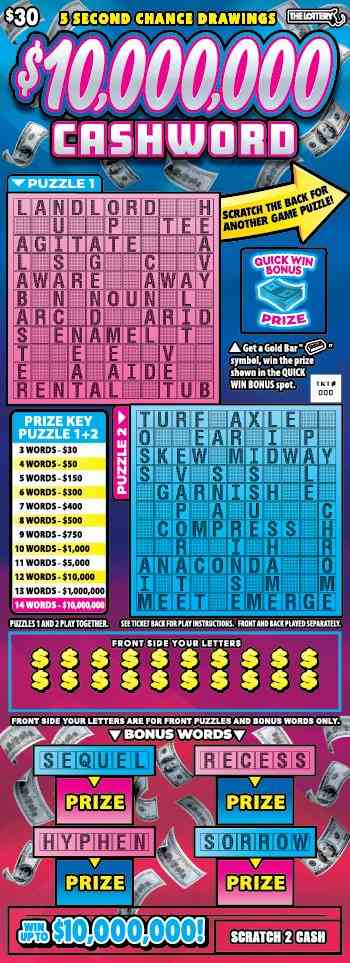$10,000,000 Cashword scratchcard - game number #530 - front
