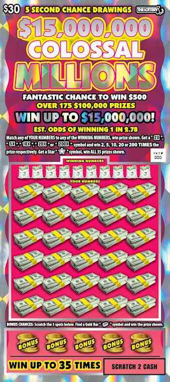 $15,000,000 Colossal Millions scratchcard - game number #491 - front