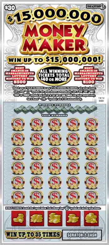 $15,000,000 MONEY MAKER scratchcard - game number #355 - front