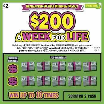 $200 A Week For Life scratchcard - game number #479 - front