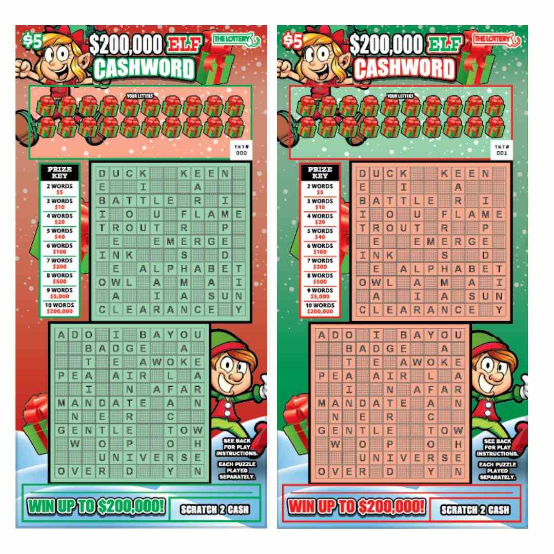 $200,000 Elf Cashword scratchcard - game number #517 - front