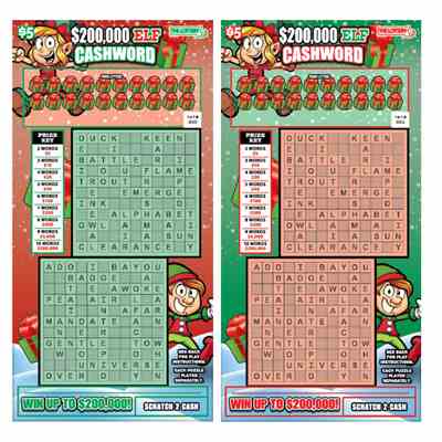 $200,000 Elf Cashword scratchcard - game number #517 - front
