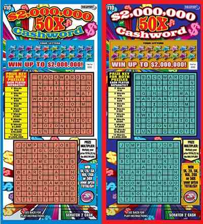 $2,000,000 50X CASHWORD 2024 scratchcard - game number #437 - front