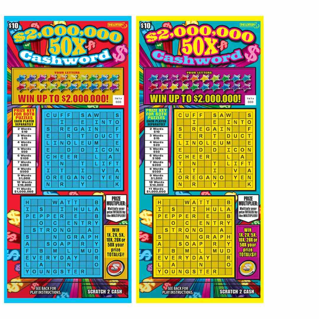 $2,000,000 50X Cashword 2025 scratchcard - game number #521 - front