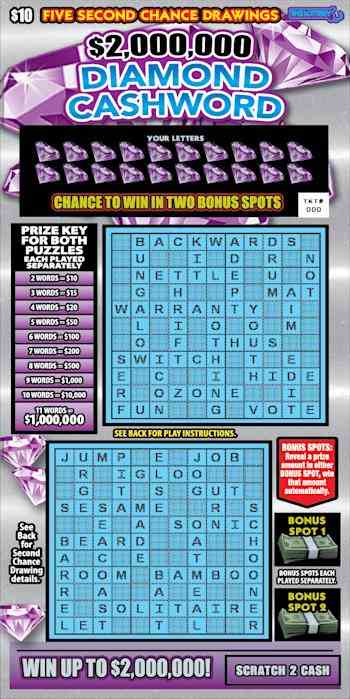 $2,000,000 Diamond Cashword scratchcard - game number #470 - front