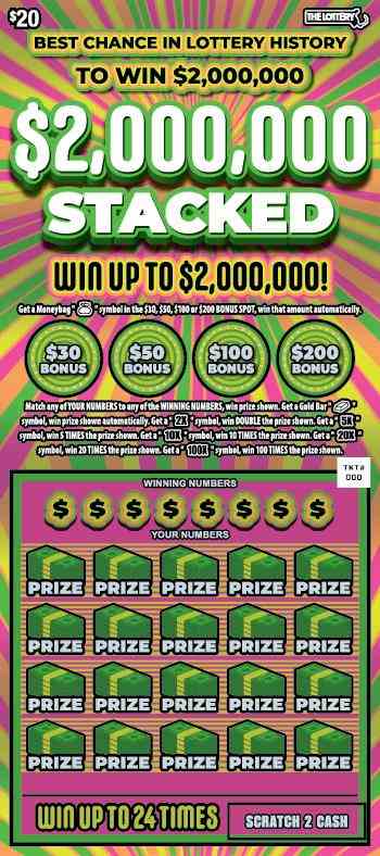 $2,000,000 Stacked scratchcard - game number #536 - front